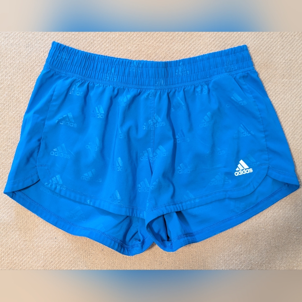 Adidas logo women's blue Activewear running workout shorts